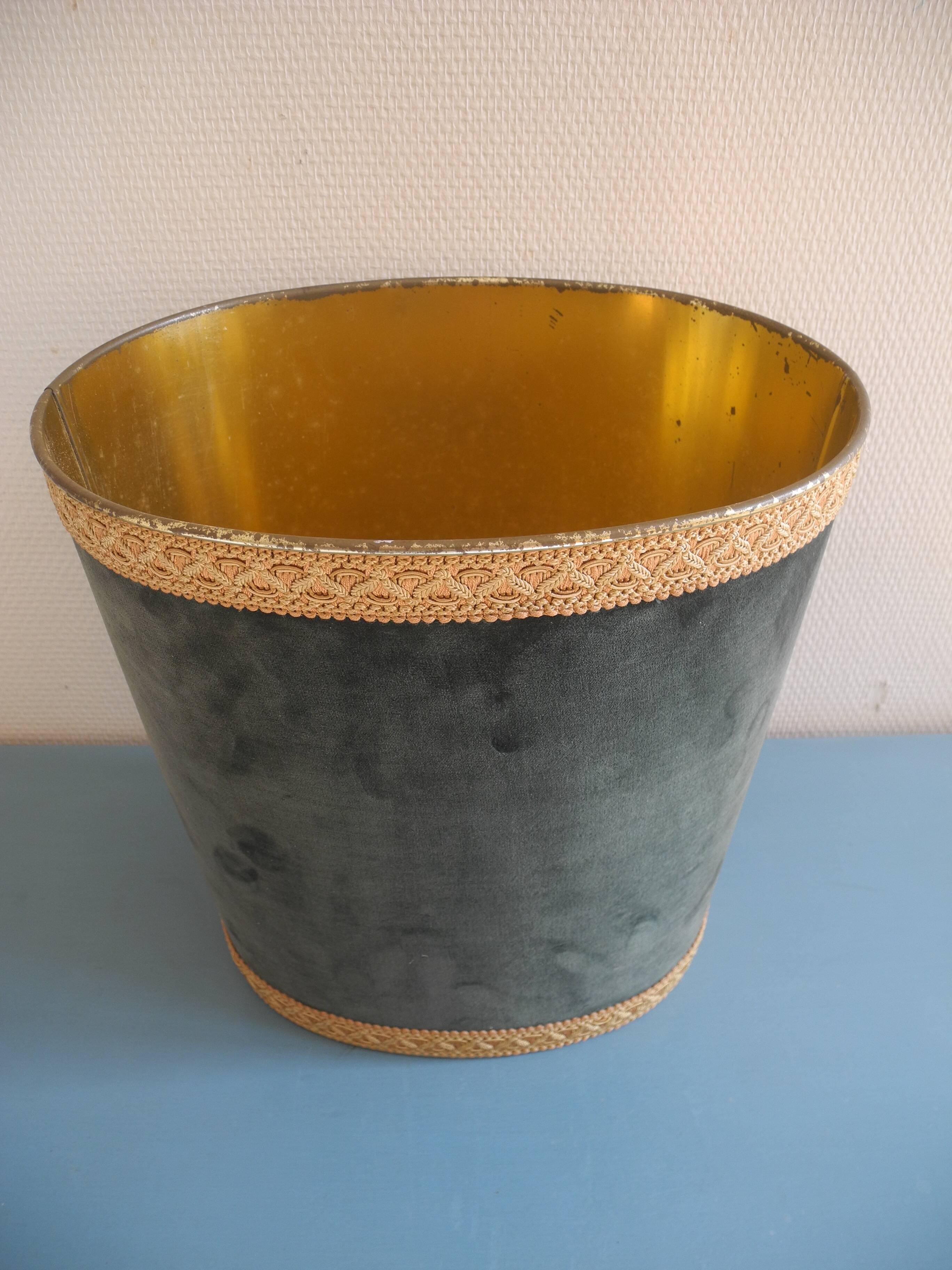 vintage velvet waste paper basket Massilly