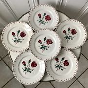 Set of 6 flat plates Badonviller model pinks 30s