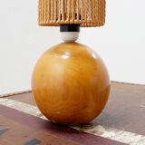 Lampe de chevet ou de table bohème vintage en bois et corde - 1970s
