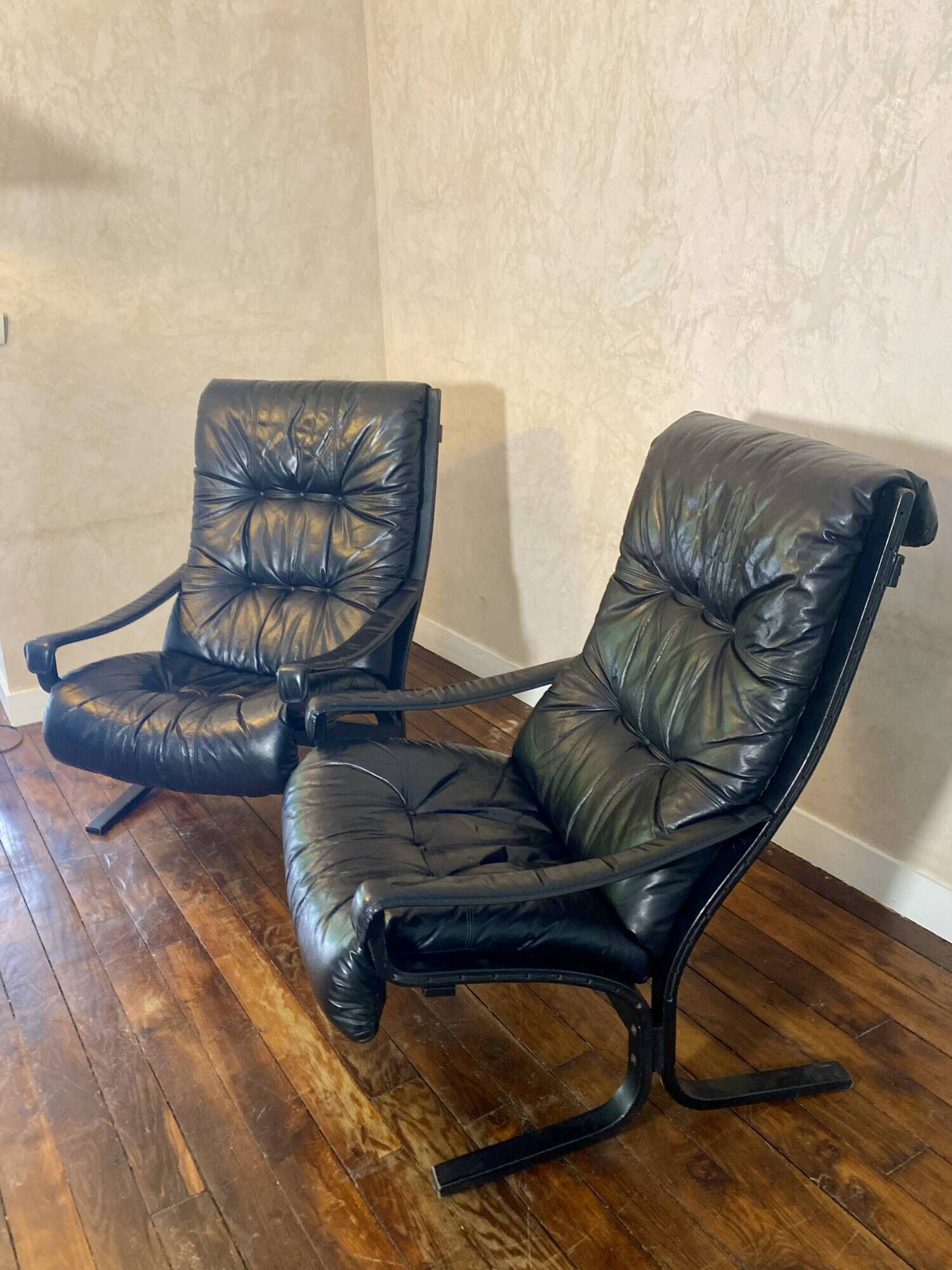 Pair of vintage Westnofa Siesta armchairs by Ingmar Relling 1960.