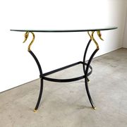 Hollywood regency brass swan console, 1980s