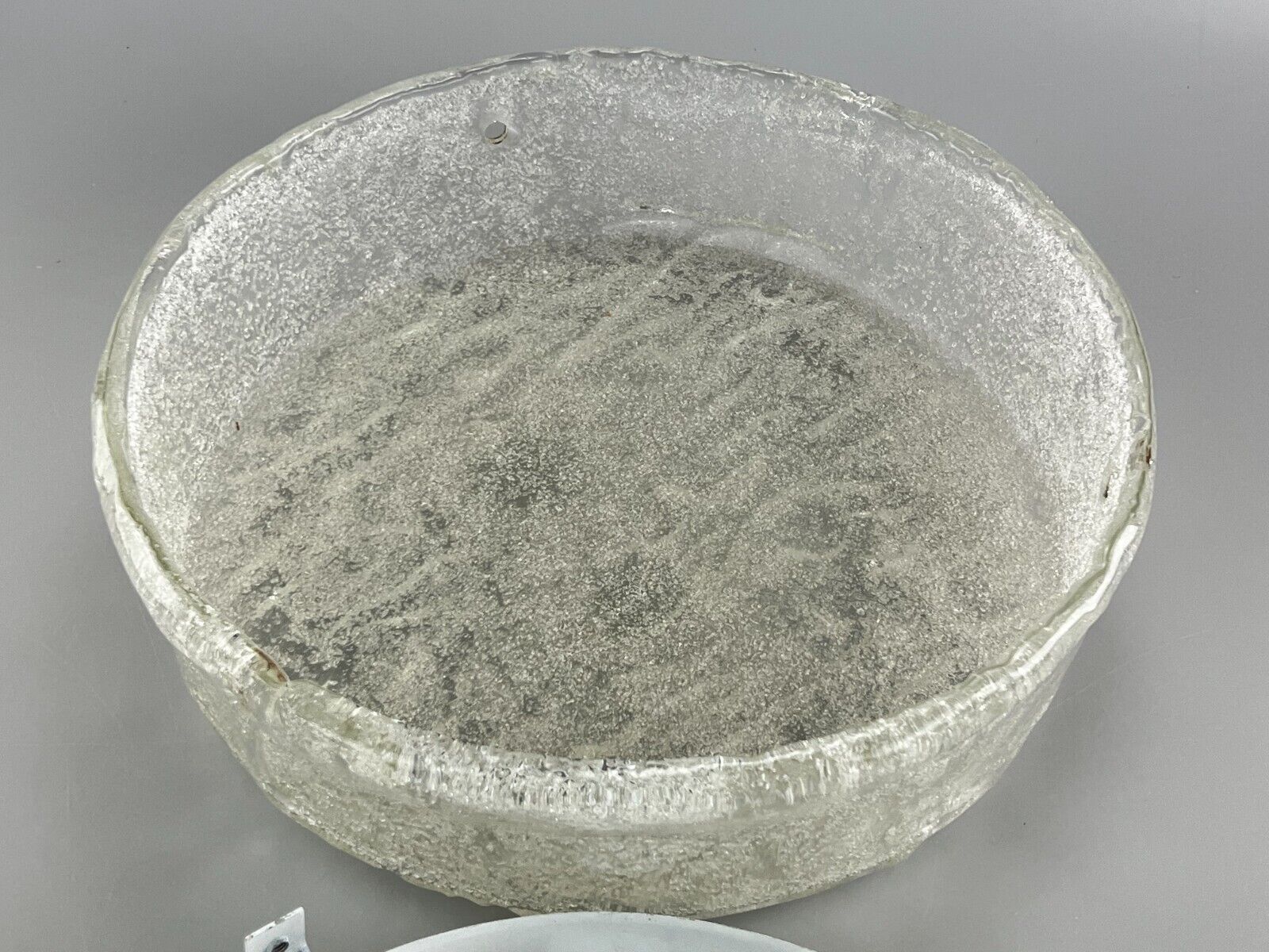 60s 70s lamp light plafoniere flush mount ice glass hillebrand 60s