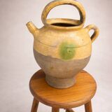 Large ancient glazed terracotta jug – South of France, early 10th century