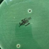 Round dish in Sarreguemines vine leaf slip