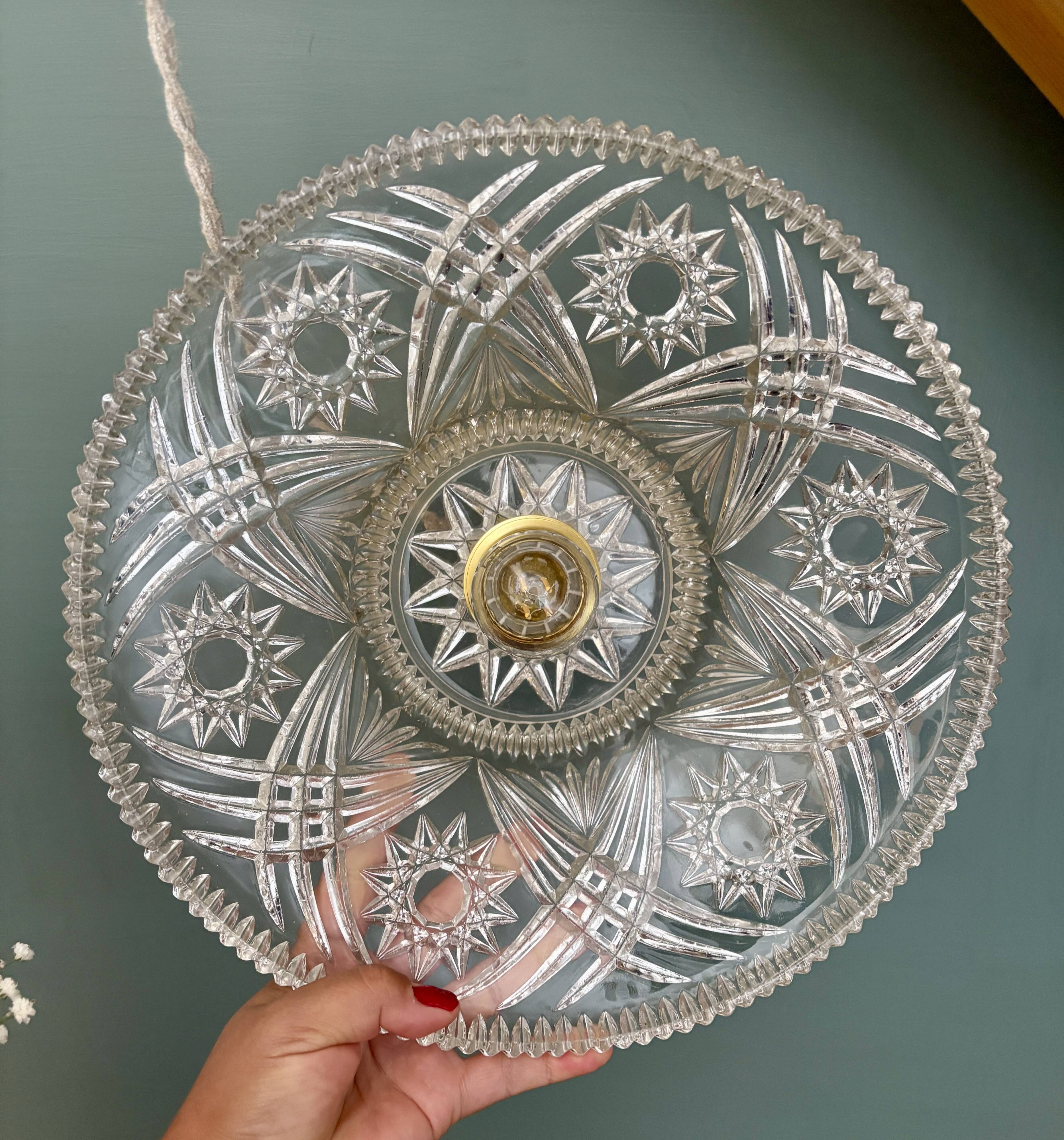 Vintage glass pendant lampshade - tableware collection -