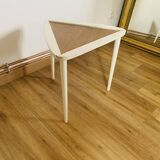 table basse tripode blanche et bois Arthur Umanoff