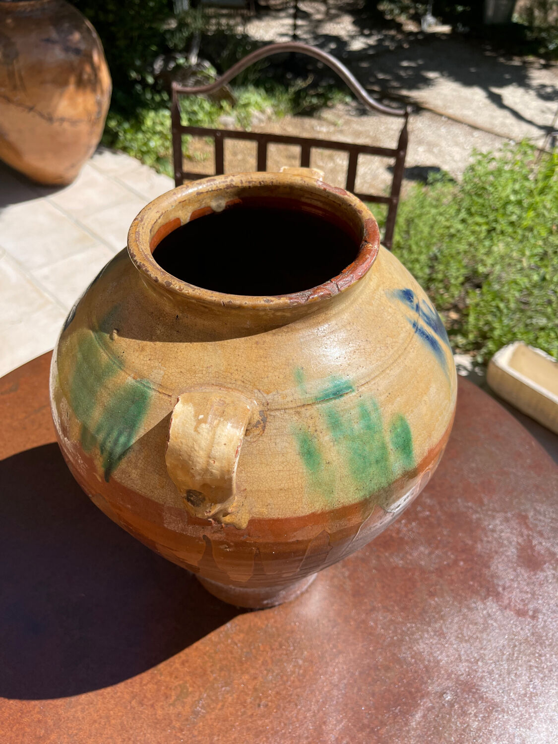 Ancient terracotta pottery jar from the 1920s.