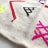 Kilim ecru carpet with colorful and fluorescent patterns 234x144cm