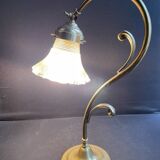Lampe de table – Laiton doré et verre moulé