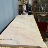 Two-door commode in Louis XVI style with marquetry and marble top.