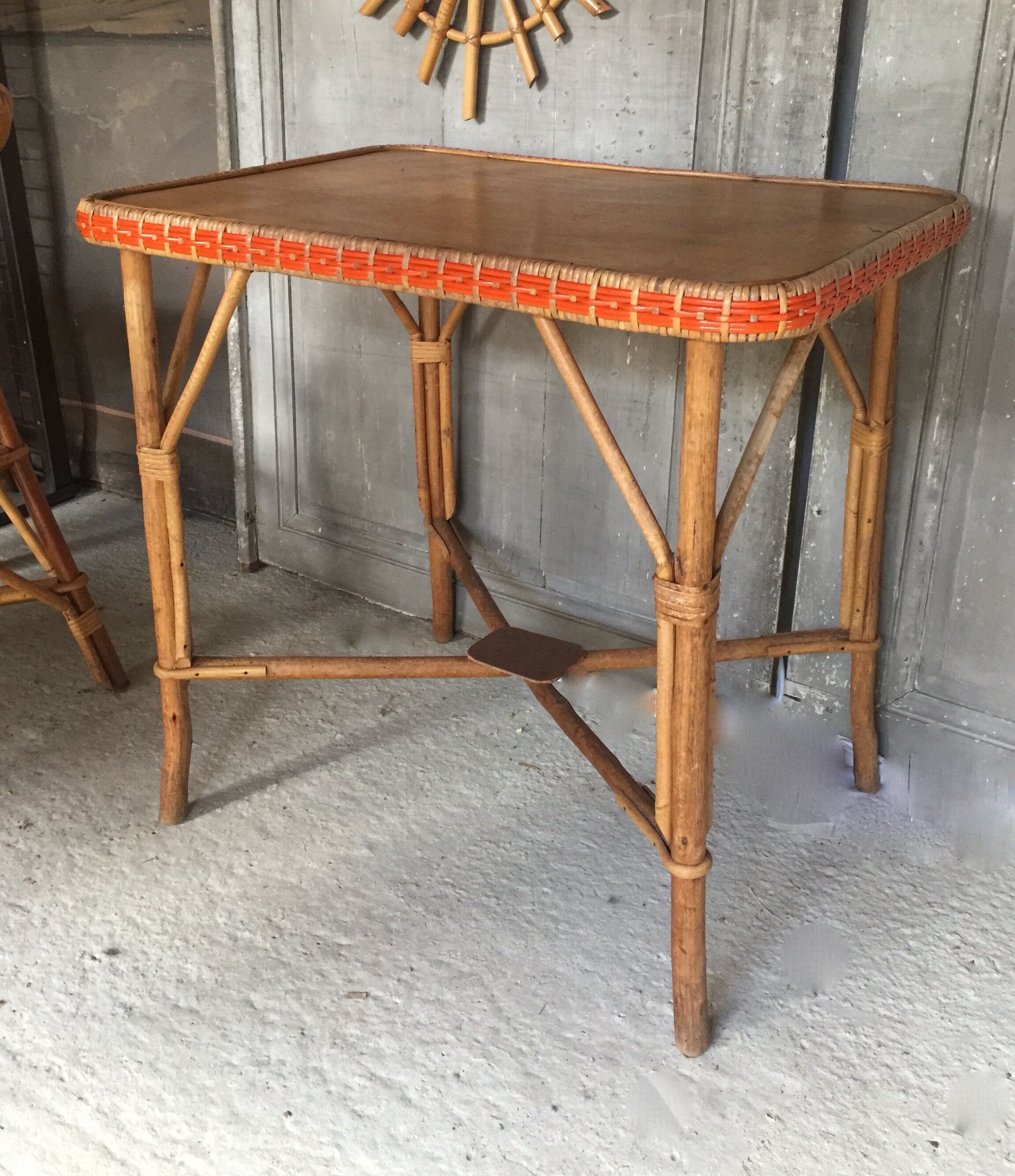 Side table in rattan