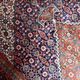1940s vintage wool medallion rug, red and navy, 206 × 320 cm