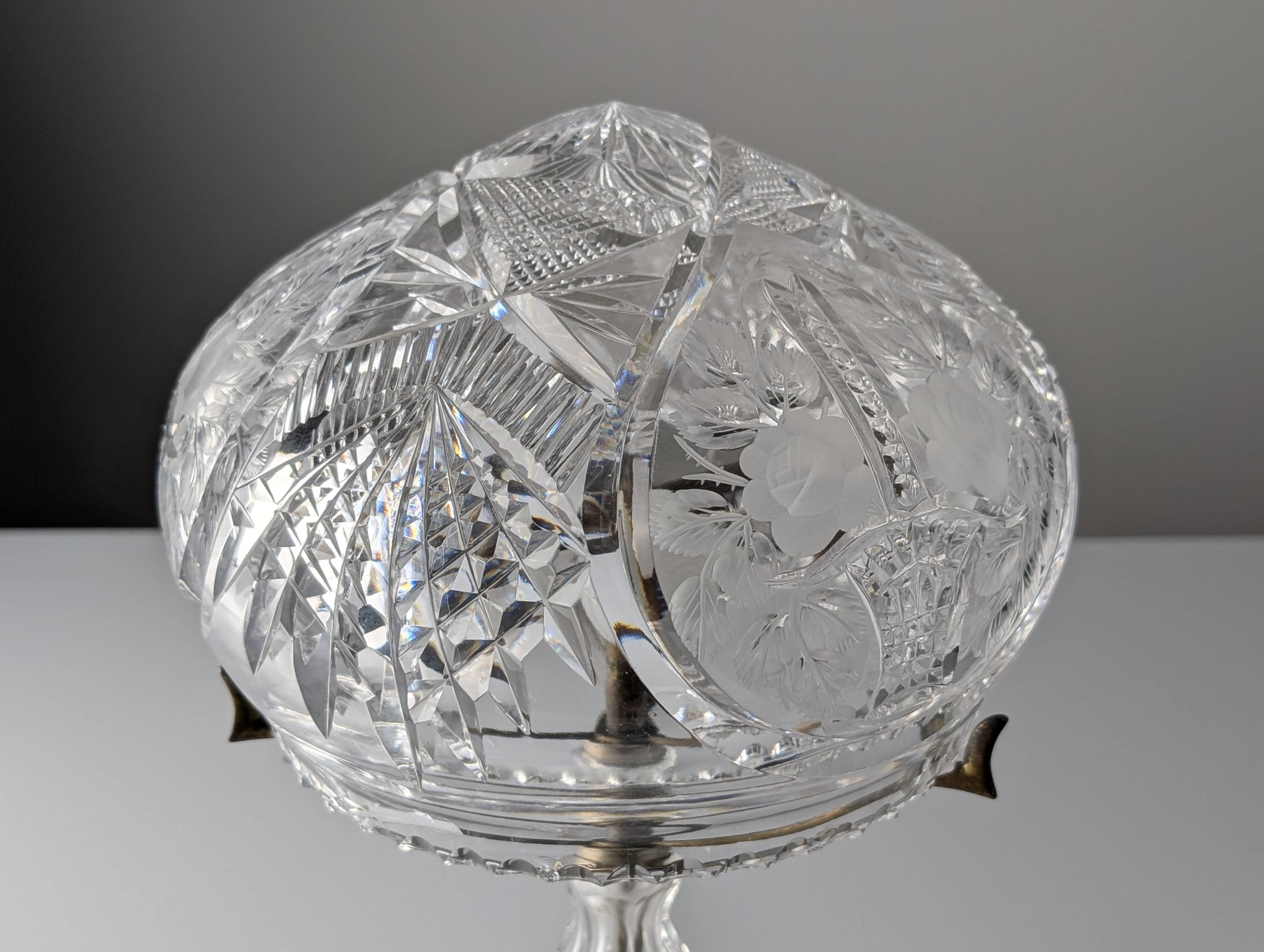 French Art Deco Cut Crystal 'Mushroom' Table Lamp, 1920s