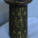 Old large vase st clement france ethnic relief decor n° 9128 60s rare