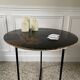 Side table, pedestal living room table, end table, round tray vintage Chinese decor