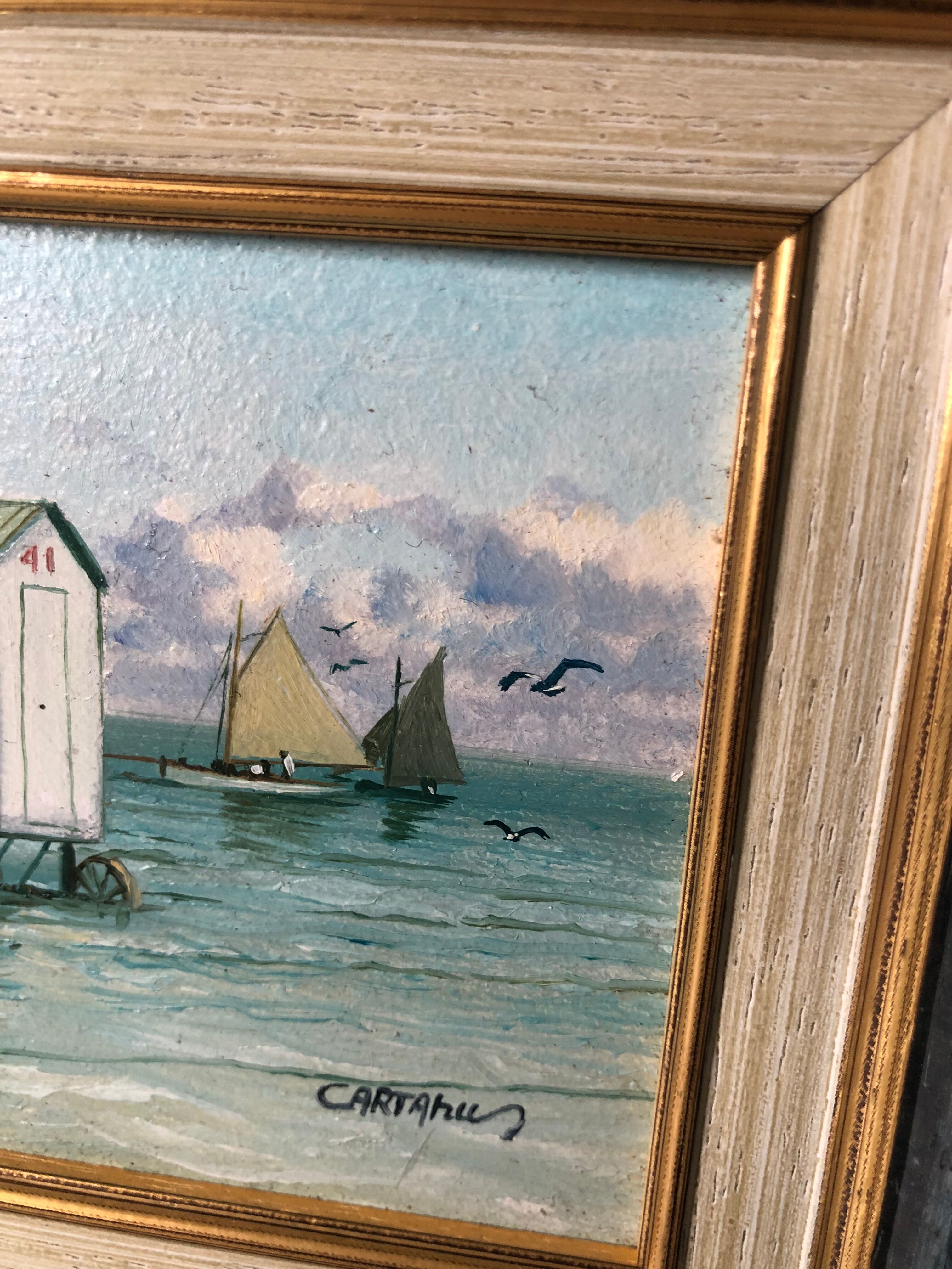 Oil on cardboard from Cartahu Bathing cabins