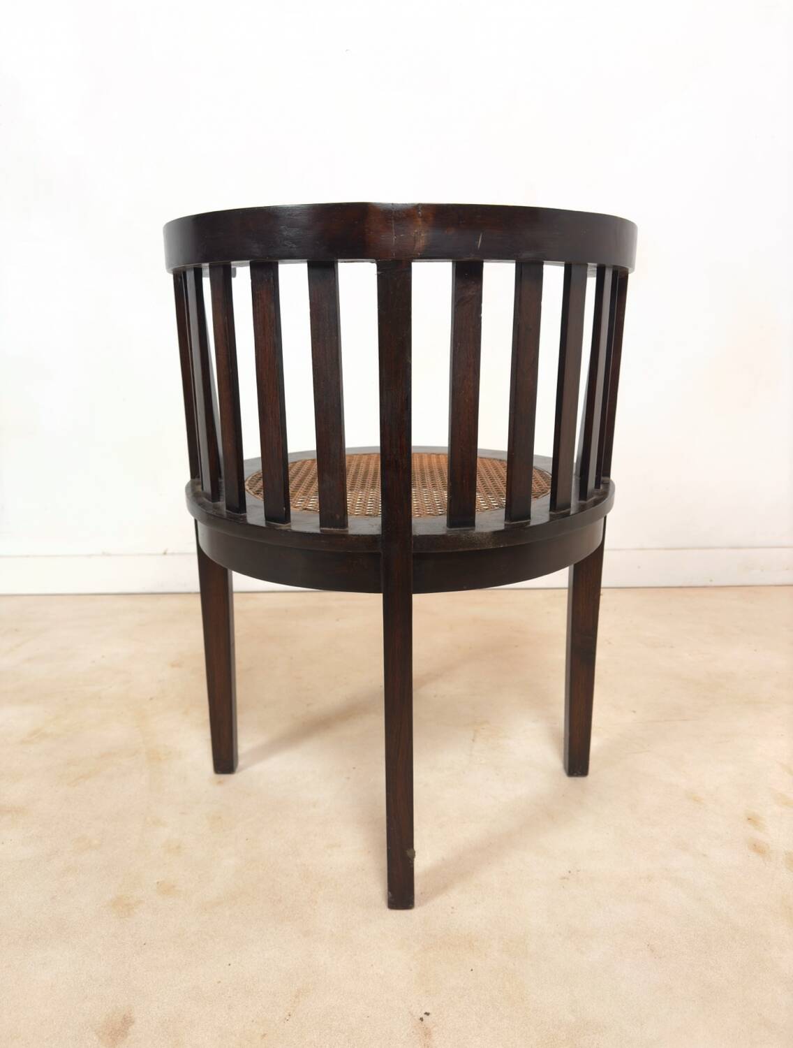 Set of 2 colonial armchairs in wood and cane.