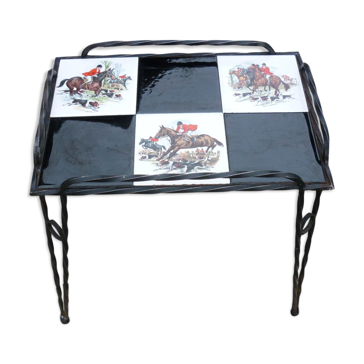 Vintage tiled wrought iron coffee table