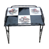 Vintage tiled wrought iron coffee table