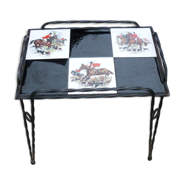 Vintage tiled wrought iron coffee table