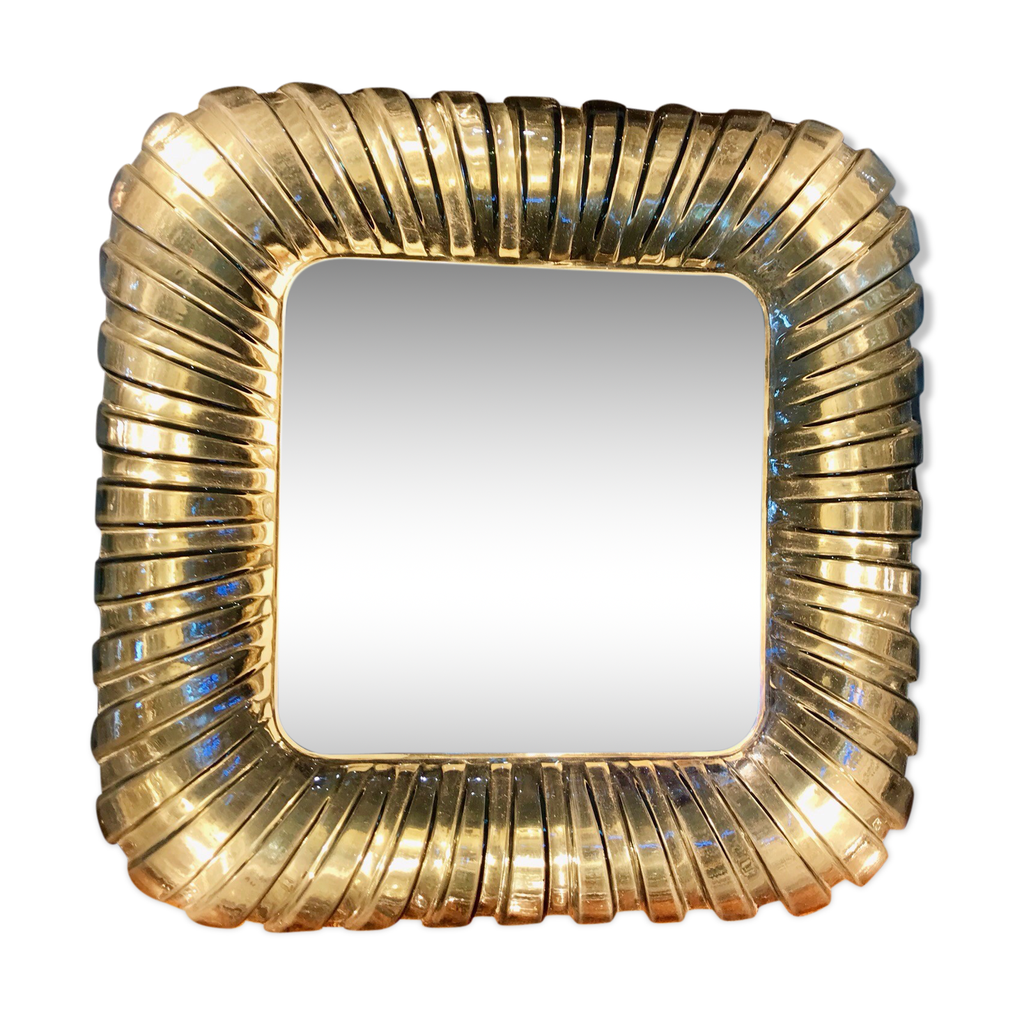 Miroir avec lampe en verre des années 1960