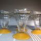 Set of 5 frosted yellow vintage ice cups
