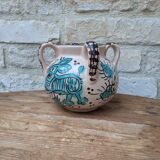 Old vase or pot with handles turquoise pattern Akteja