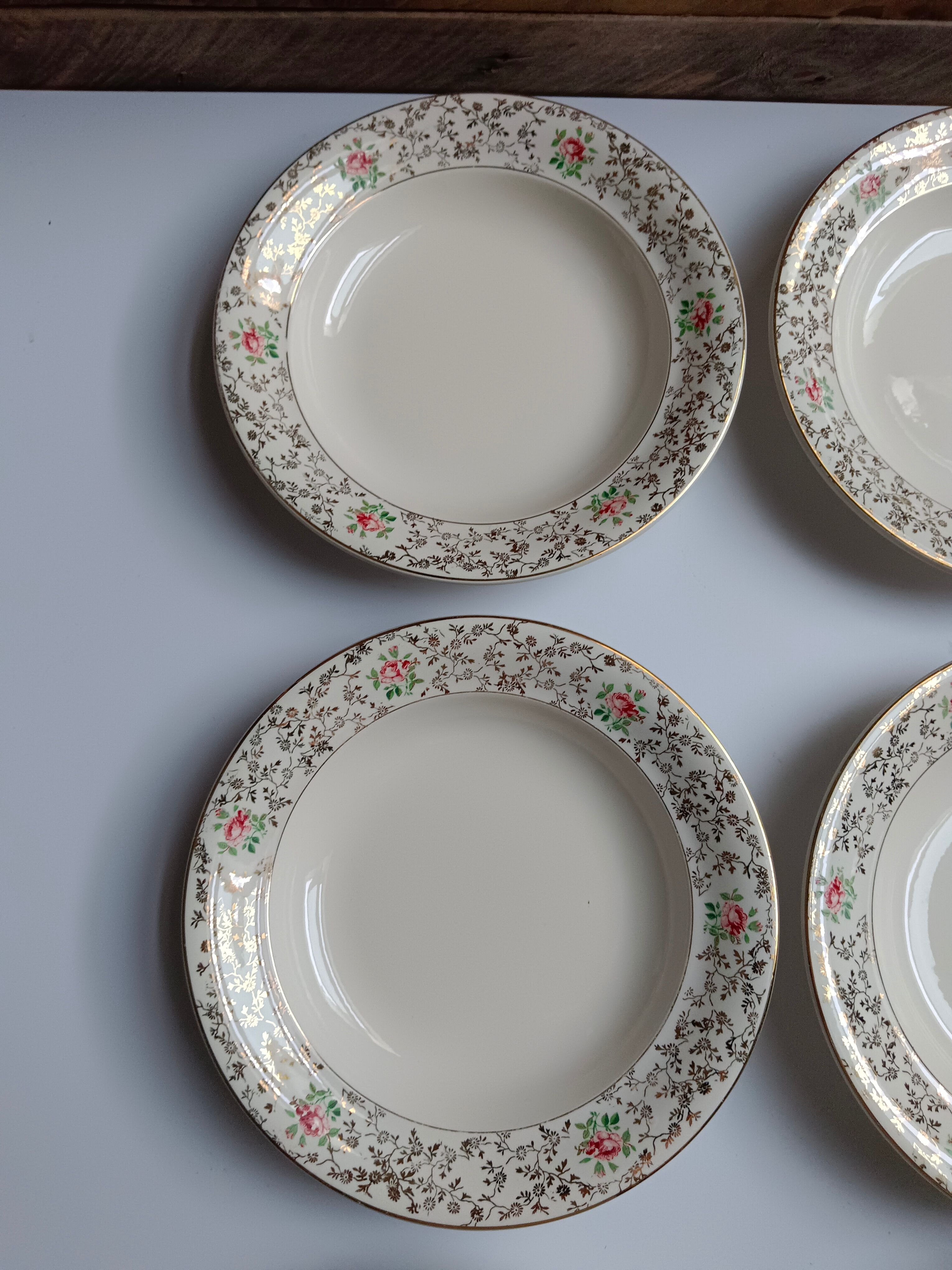 6 Assiettes Villeroy et Bloch beiges et dorées