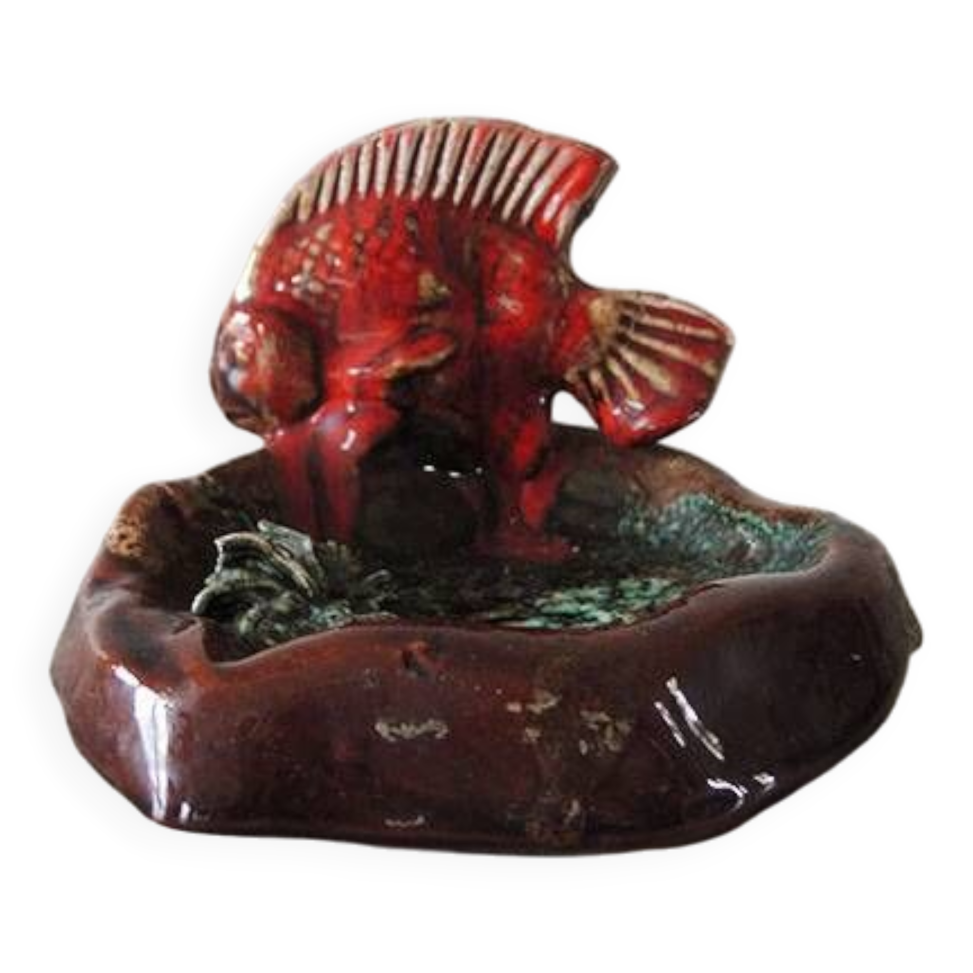 Old Ceramic Fish Ashtray from Vallauris