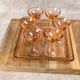 Plateau Portieux pink + 6 matching glasses