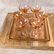Plateau Portieux rose + 6 verres assortis