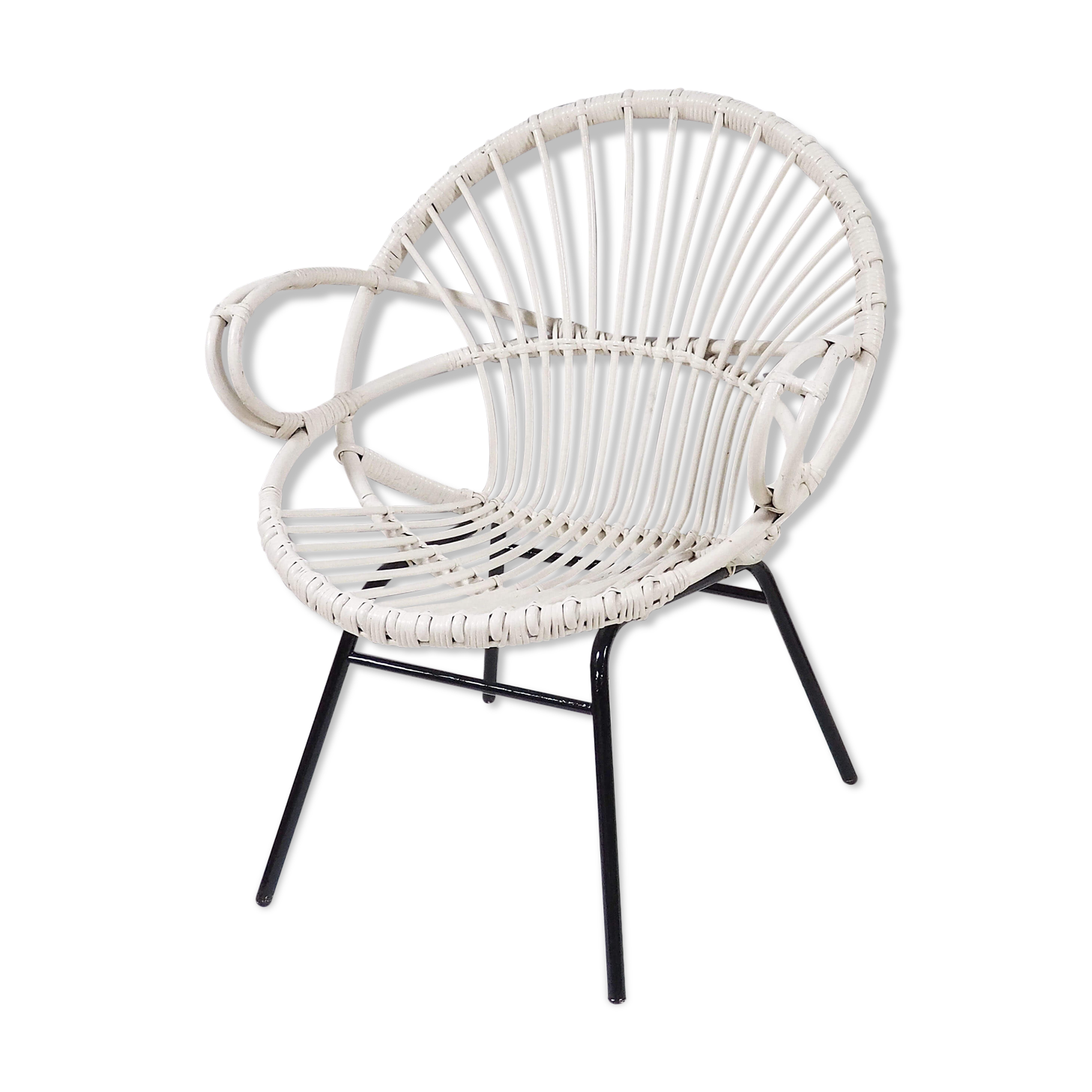 Fauteuil rotin blanc