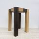 Table d'appoint en bois massif vintage style échiquier, années 1970