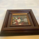 Small painting bouquet of flowers oil on panel signed