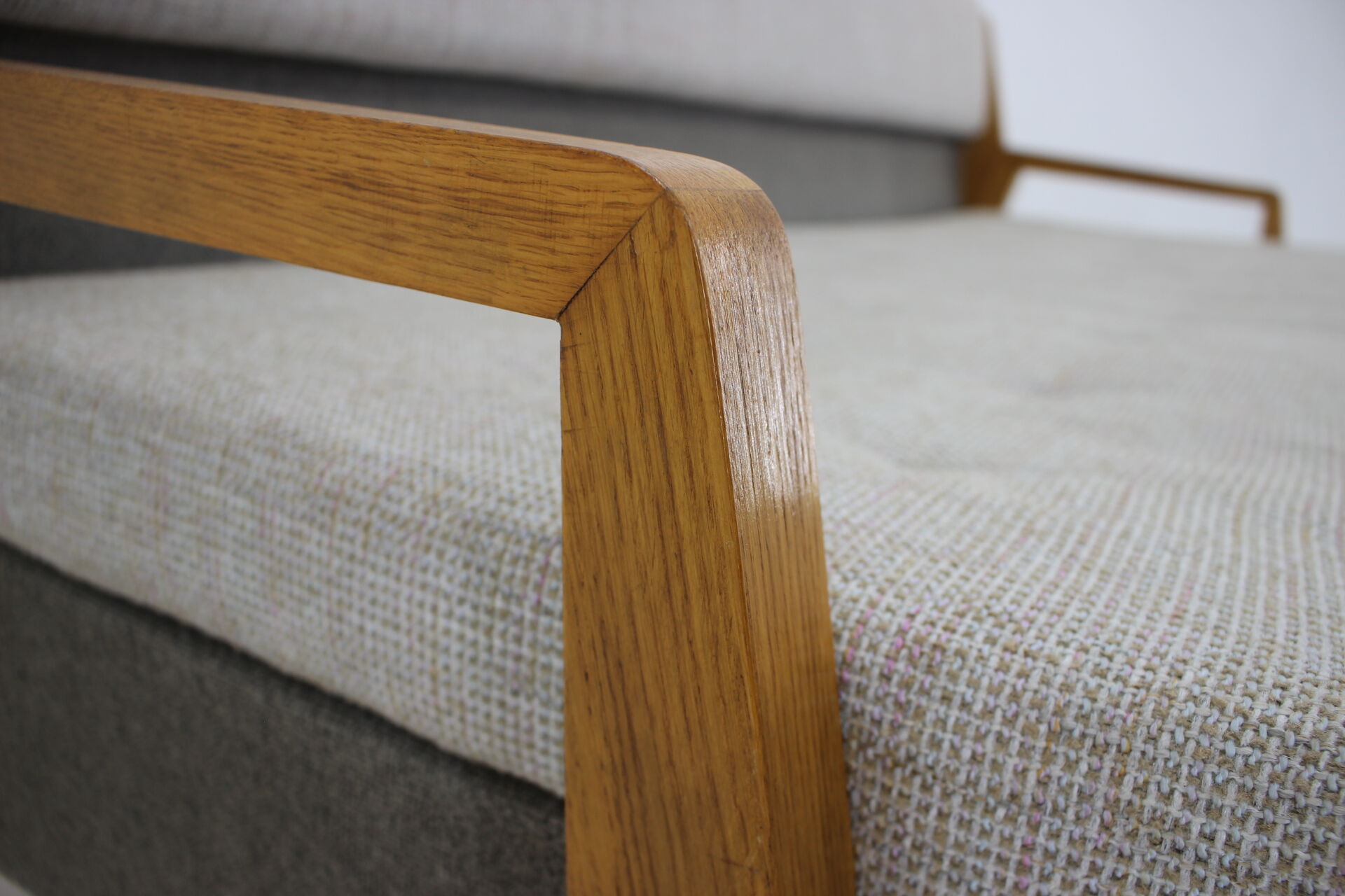 1970s oak 3-seater sofa/bed, czechoslovakia