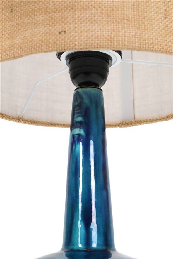 Rare Jørgen Holstein ceramic table lamp / mid-century Danish modern design / lamp / turquoise / 1960s / 1970s