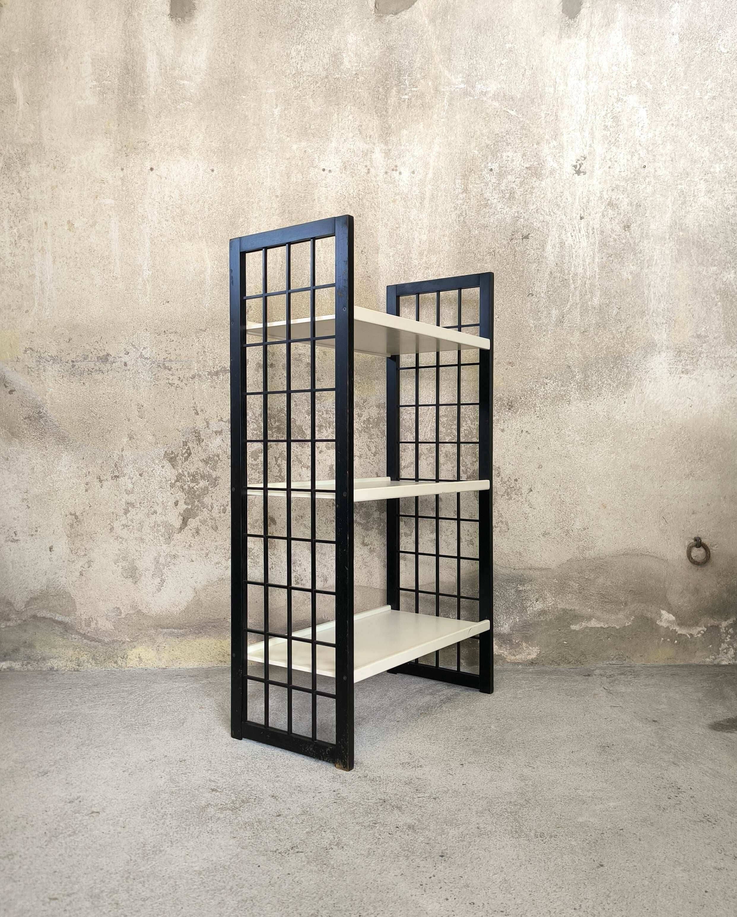 Vintage shelf in black and white wood
