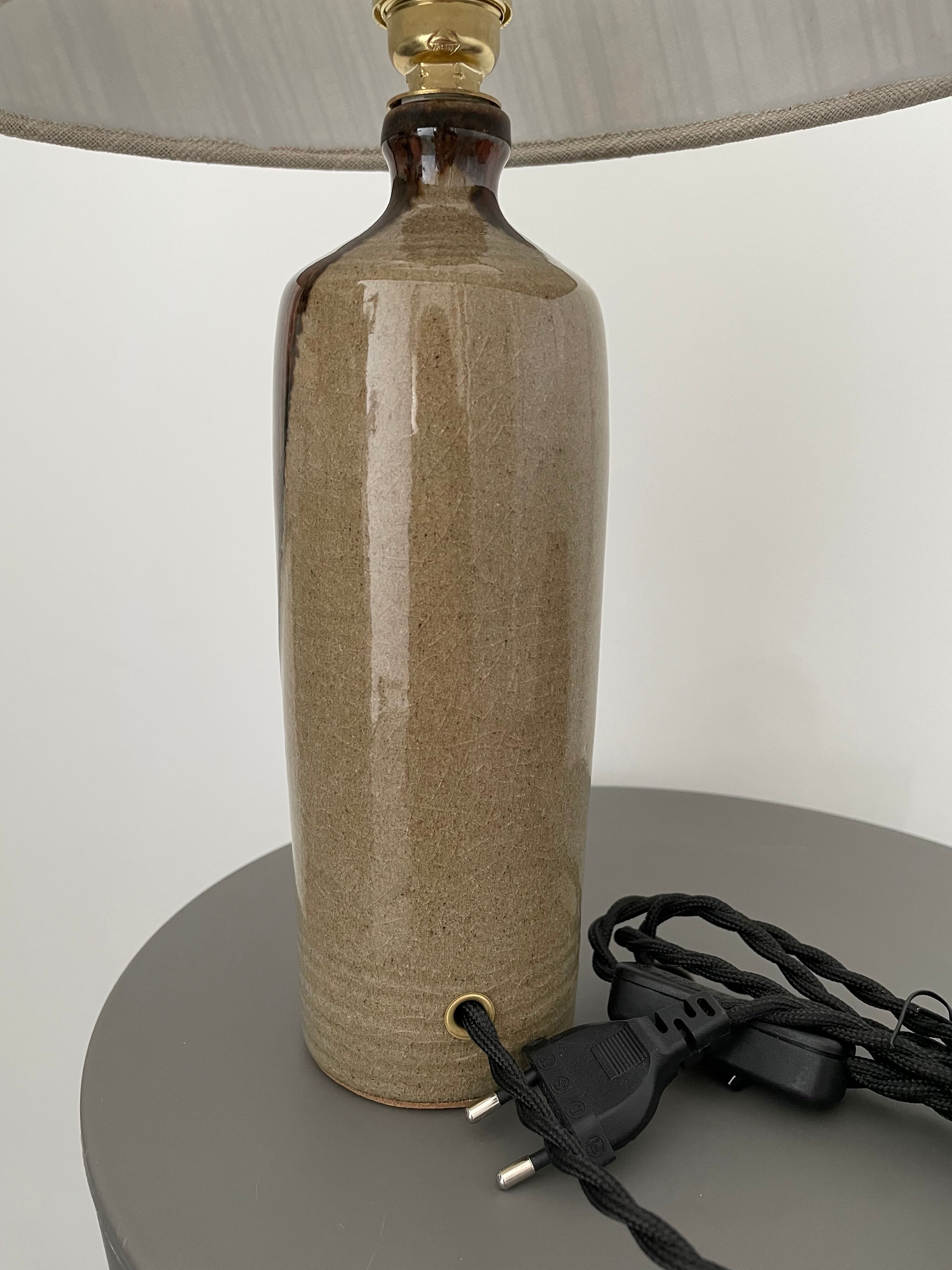 Lampe en grès vernissé électrifiée à neuf
