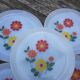 Set of 8 flat plates Arcopal with flowers