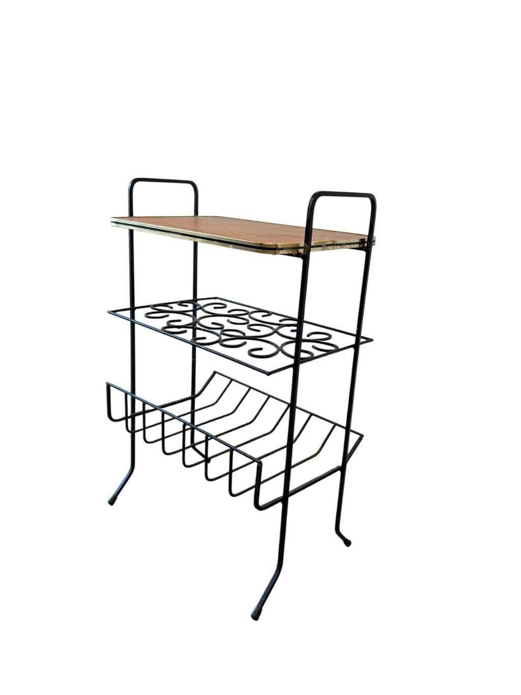 Vintage metal floor shelf / multi-level display / side table