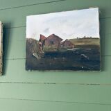 Painting on canvas alpine landscape