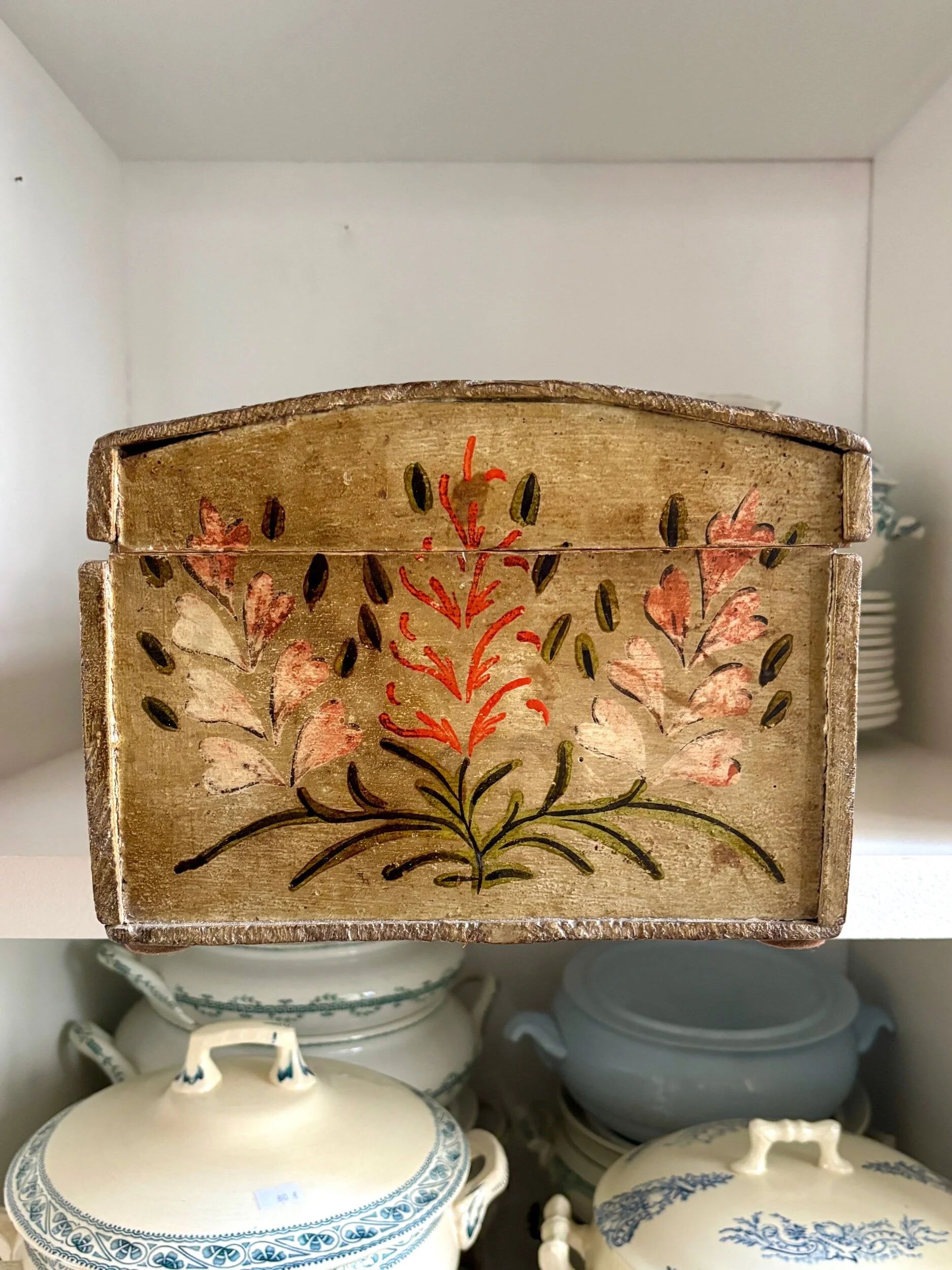 Painted wooden wedding box, early 20th century