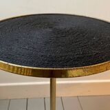 Vintage tripod pedestal table in gold metal