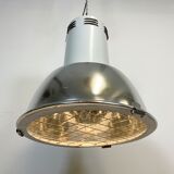 Industrial aluminium lamp with iron grid from siemens, 1980’s