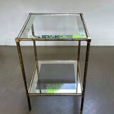 Solid brass, faux-bamboo side table, Maison Bagués, 1950s, France