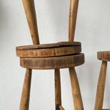 Set of three high tripod farmhouse stools