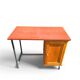 Vintage 1950s desk in red Formica, wood and metal.