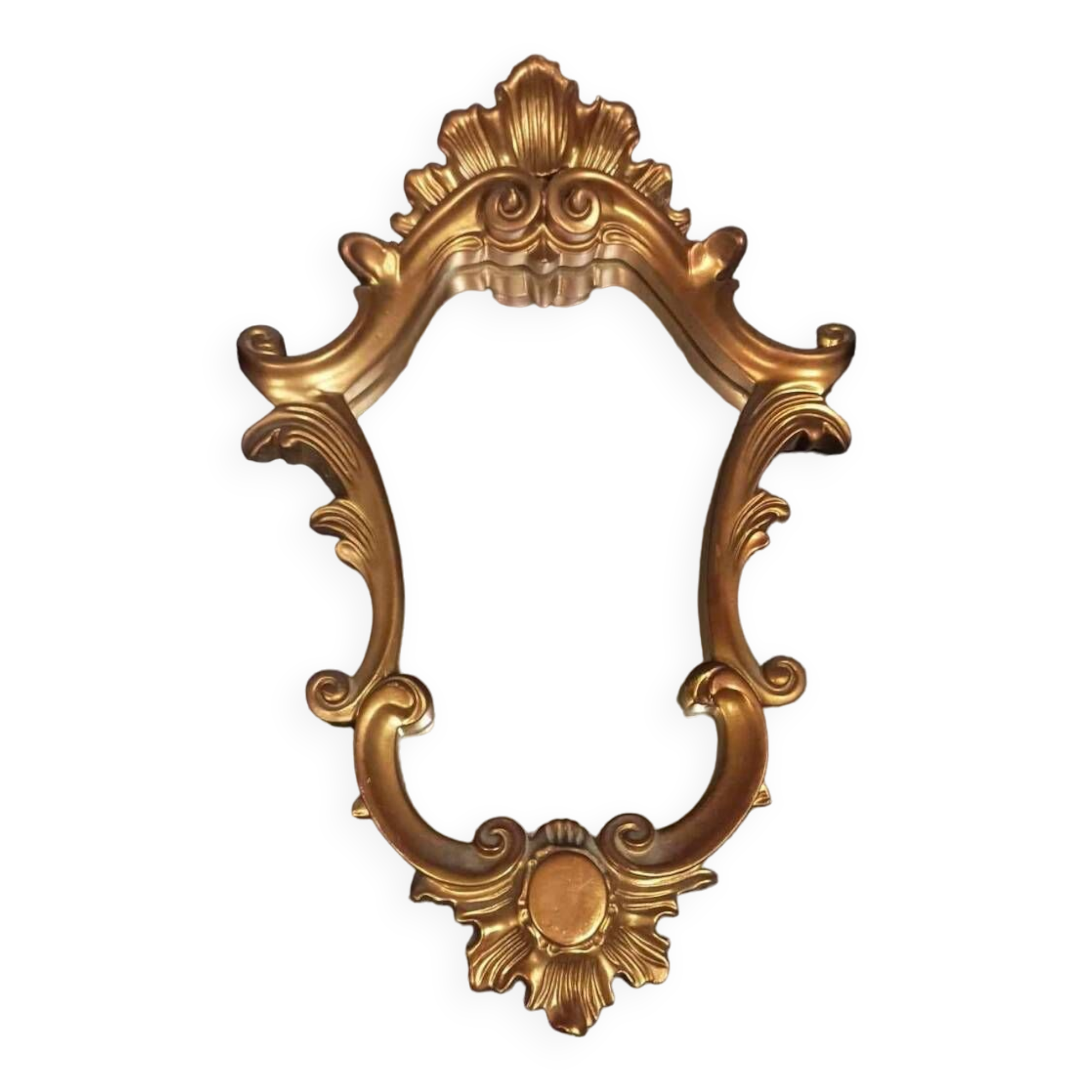 Baroque carved wood mirror Aged gold