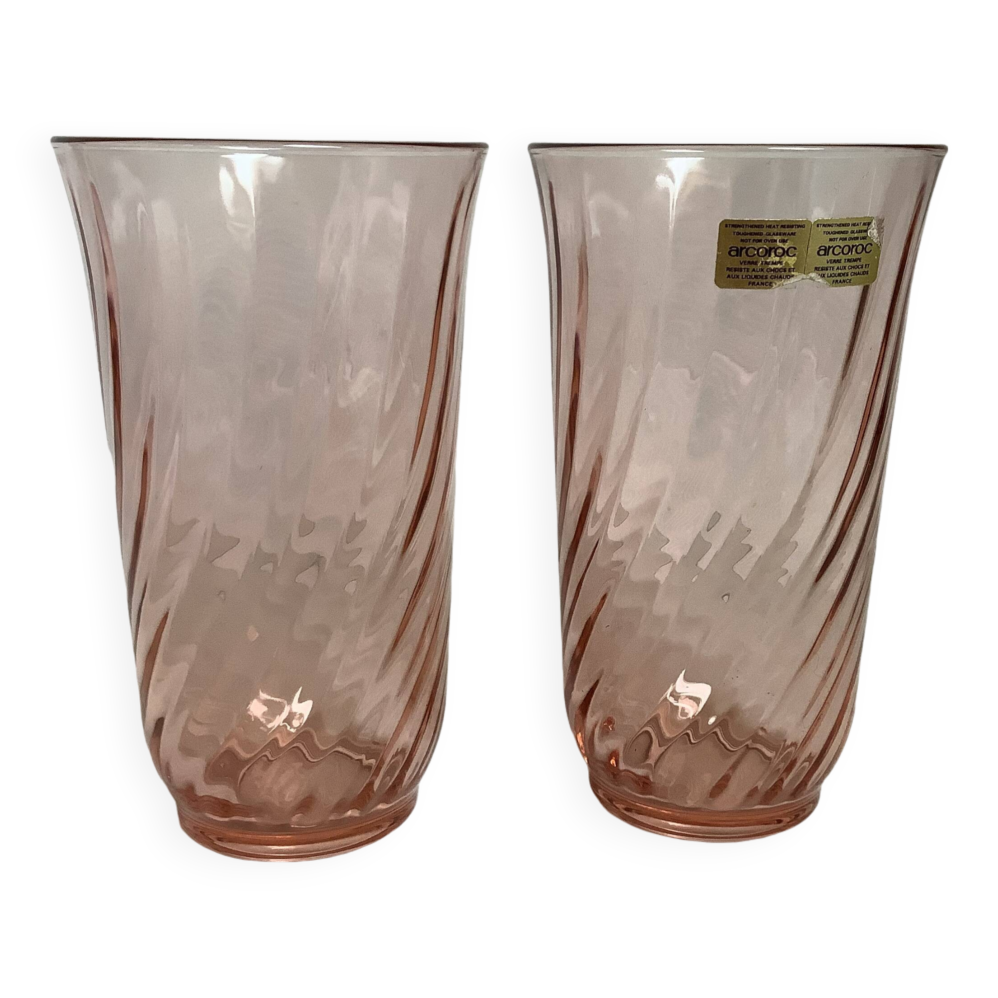 Pair of Arcoroc Rosaline vases