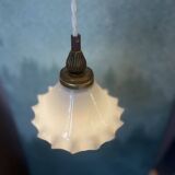 Tulip lamp in opaline and brass